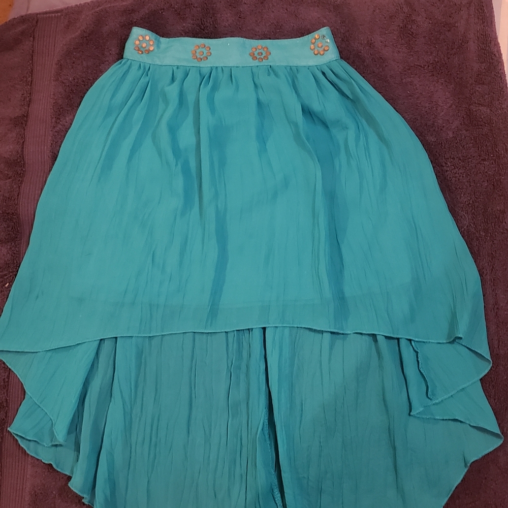 D Signed XS high Low turquoise skirt